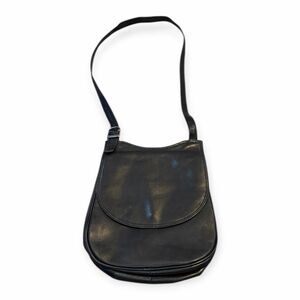 LATIN’S HAND Black Leather Saddle Crossbody Bag Vintage Adjustable Strap